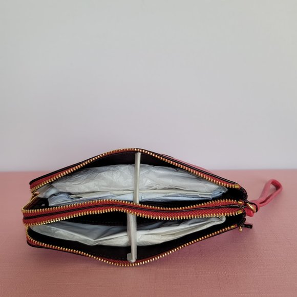 COACH Dempsey Double Zip Wristlet with Patch - Fuchsia color 🎈$98. ⭐ - Picture 11 of 16